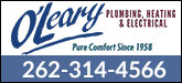 O'Leary Plumbing, Heating & Electrical Sponsorship Banner